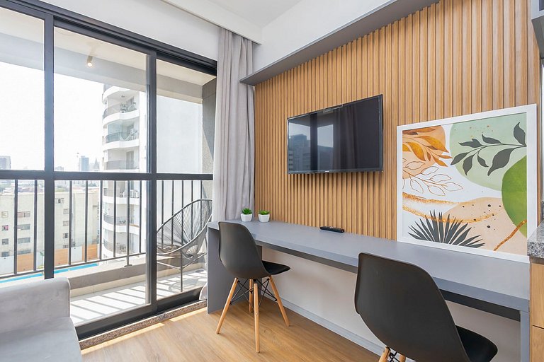 Apto elegante em Pinheiros com portaria 24h