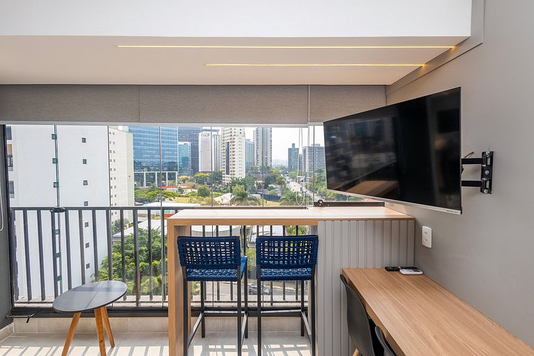 Apto elegante c/ cama queen e vista para cidade