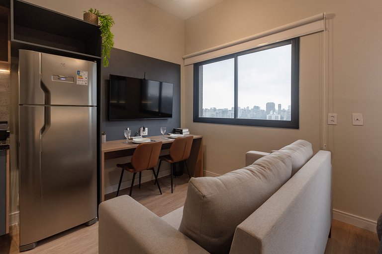 Studio em Pinheiros c/ Self Check-in e Vista da Cidade