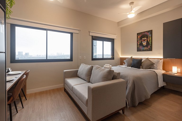 Studio em Pinheiros c/ Self Check-in e Vista da Cidade