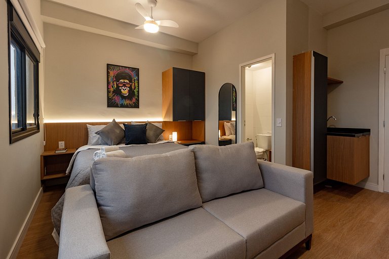 Studio em Pinheiros c/ Self Check-in e Vista da Cidade