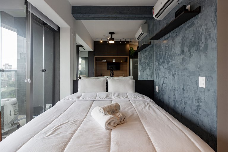 Apto elegante c/ cama queen na Paulista