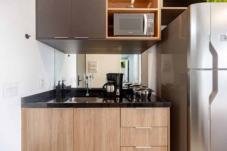 Apto elegante c/ cama queen na Paulista