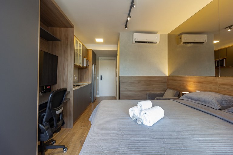 Lindo apto c/ cama queen confortável em Moema