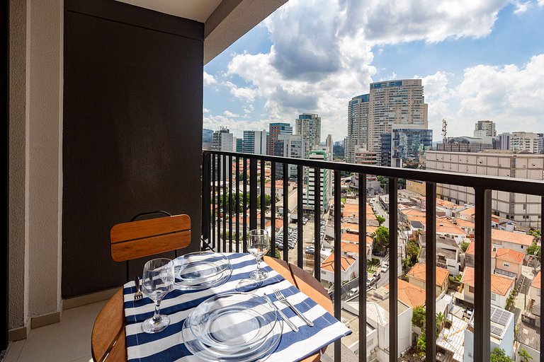 Apto Elegante em Pinheiros c/ Varanda e Coworking