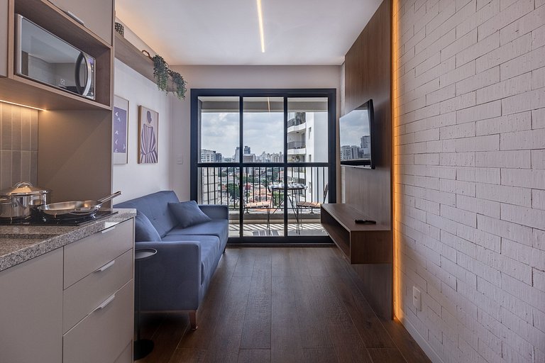 Apto Elegante em Pinheiros c/ Varanda e Coworking