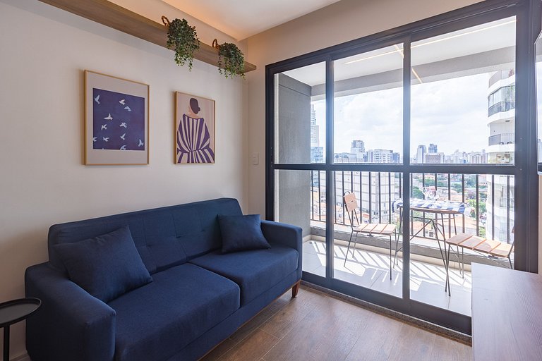 Apto Elegante em Pinheiros c/ Varanda e Coworking
