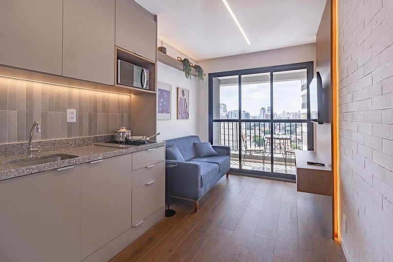 Apto Elegante em Pinheiros c/ Varanda e Coworking