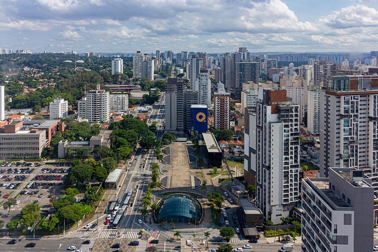 Studio Brooklin SP com  Vaga, Piscina e Academia