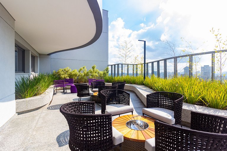 Studio Brooklin SP com  Vaga, Piscina e Academia