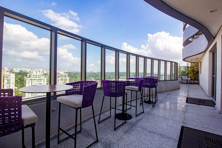 Studio Brooklin SP com  Vaga, Piscina e Academia