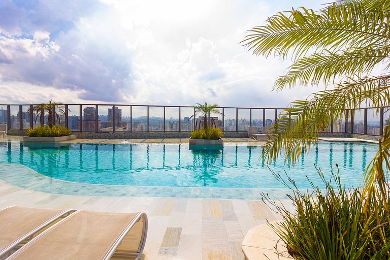 Studio Brooklin SP com  Vaga, Piscina e Academia