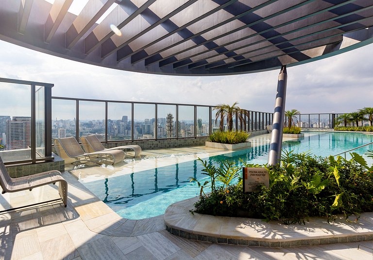 Studio Brooklin SP com  Vaga, Piscina e Academia