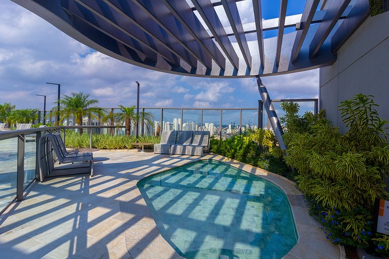 Studio Brooklin SP com  Vaga, Piscina e Academia