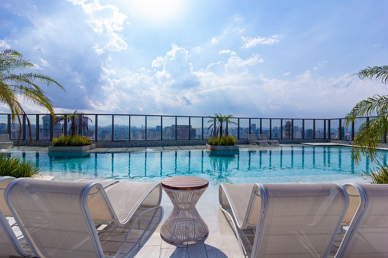Studio Brooklin SP com  Vaga, Piscina e Academia