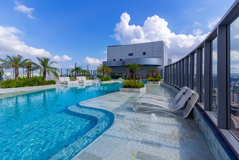 Studio Brooklin SP com  Vaga, Piscina e Academia