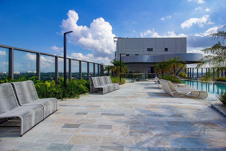 Studio Brooklin SP com  Vaga, Piscina e Academia