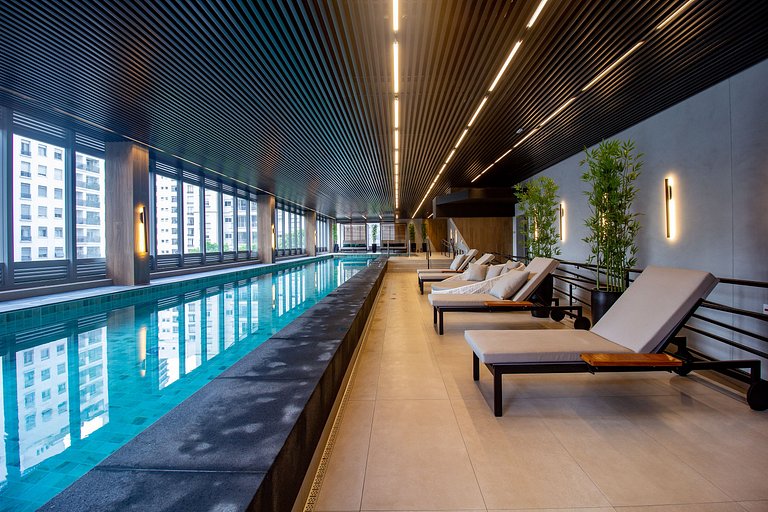 Studio Brooklin SP com  Vaga, Piscina e Academia
