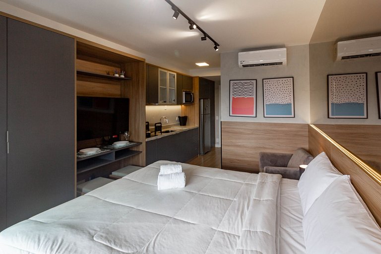 Lindo apto c/ cama queen confortável em Moema