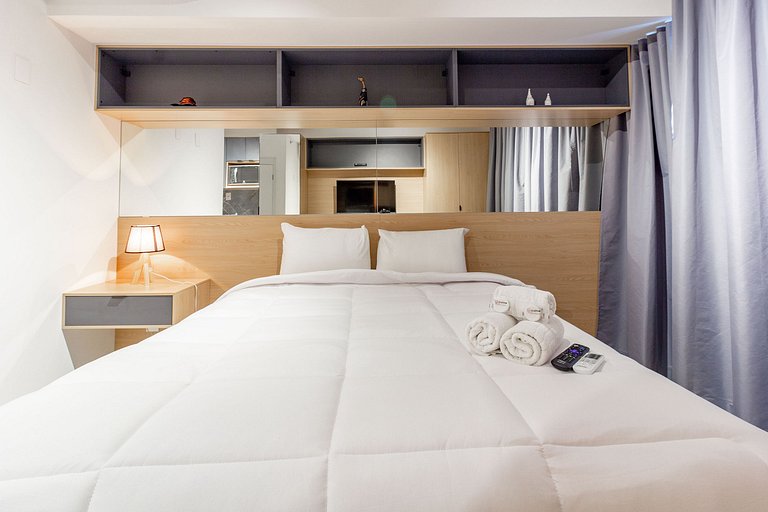 Apto completo c/ cama queen próximo da Paulista