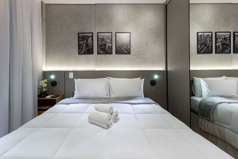 Apto charmoso e completo c/ cama queen e WI-FI