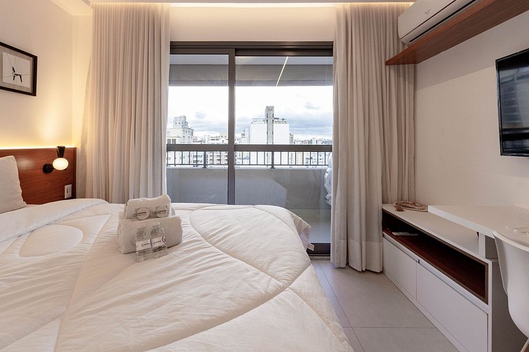 O encantador de Moema: Apto completo c/ cama queen