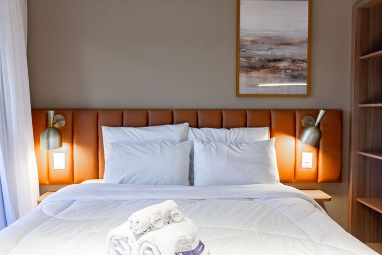 Elegância e conforto: Apt c/ cama queen em Moema