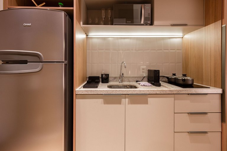 Elegância e conforto: Apt c/ cama queen em Moema
