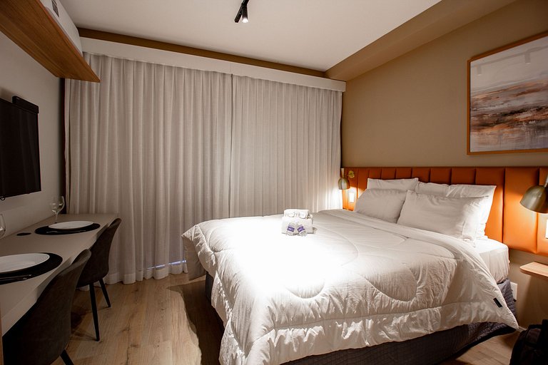 Elegância e conforto: Apt c/ cama queen em Moema