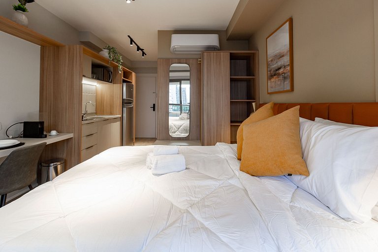 Charme e conforto: Apto c/ cama queen em Moema