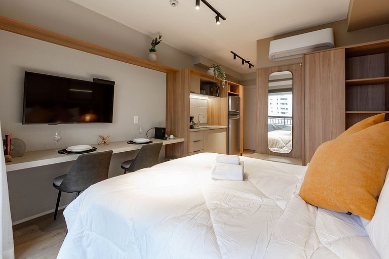Charme e conforto: Apto c/ cama queen em Moema