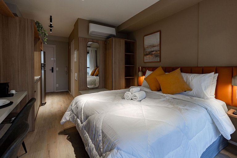 Charme e conforto: Apto c/ cama queen em Moema