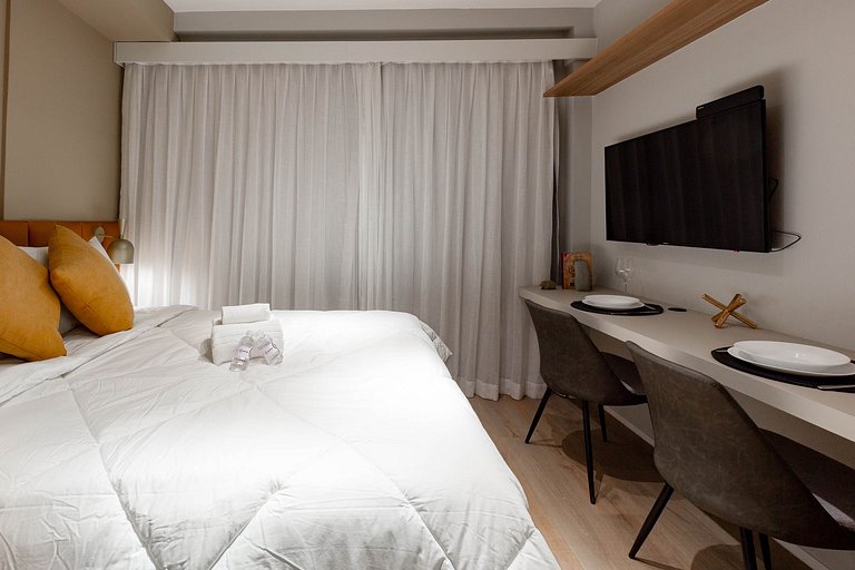 Charme e conforto: Apto c/ cama queen em Moema