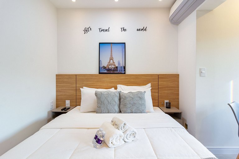 Conforto e luxo: Apt completo c/ cama queen e WIFI