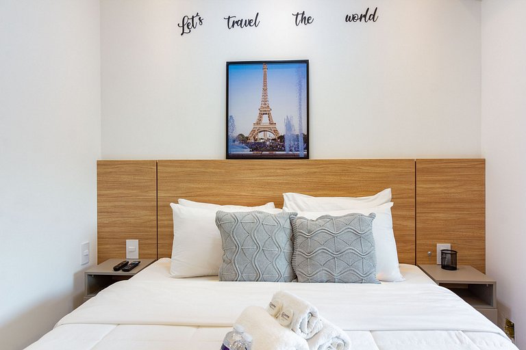 Conforto e luxo: Apt completo c/ cama queen e WIFI