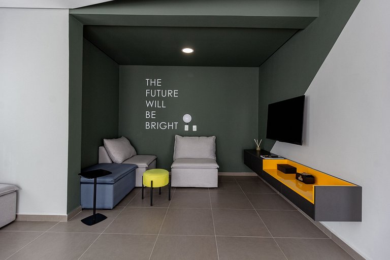 Apto completo com cama queen-size