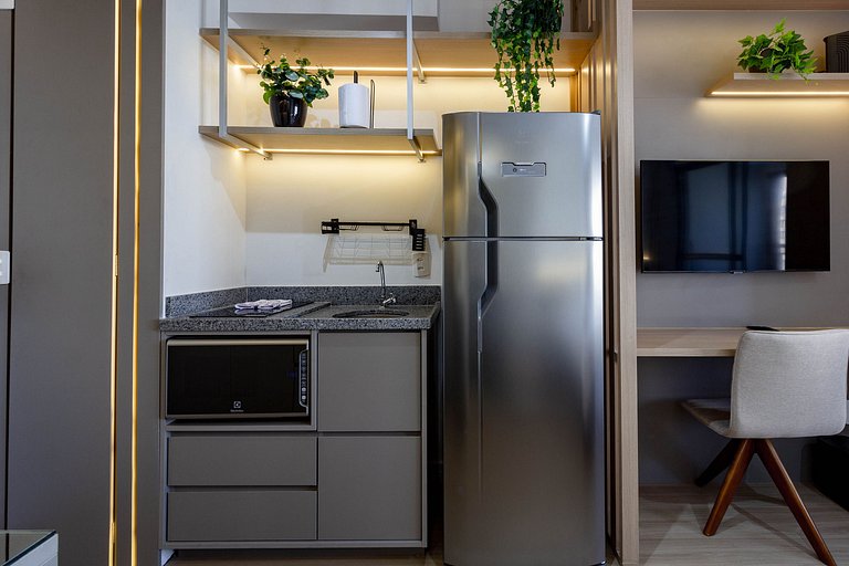 Elegância e conforto: Apt completo c/ cama queen