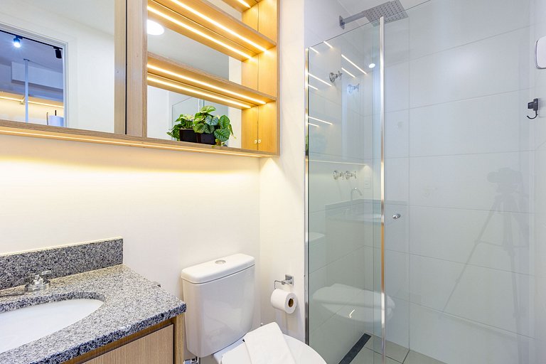 Elegância e conforto: Apt completo c/ cama queen