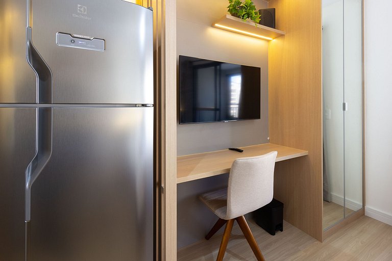 Elegância e conforto: Apt completo c/ cama queen