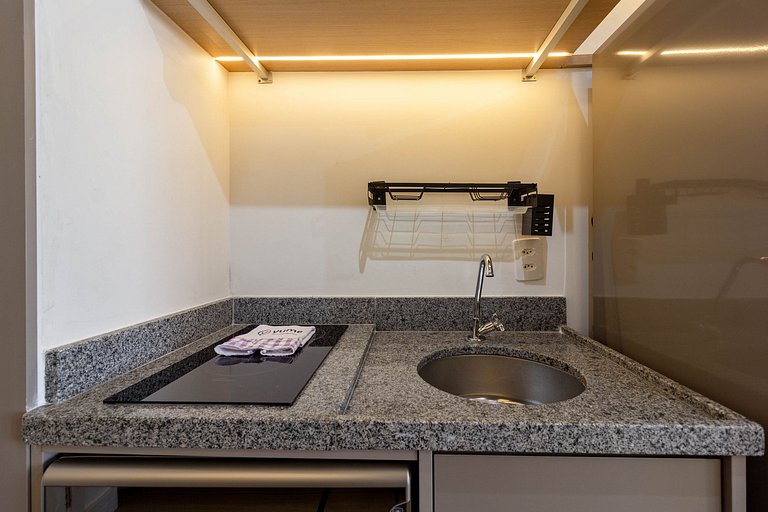 Elegância e conforto: Apt completo c/ cama queen