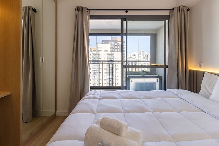 Elegância e conforto: Apt completo c/ cama queen