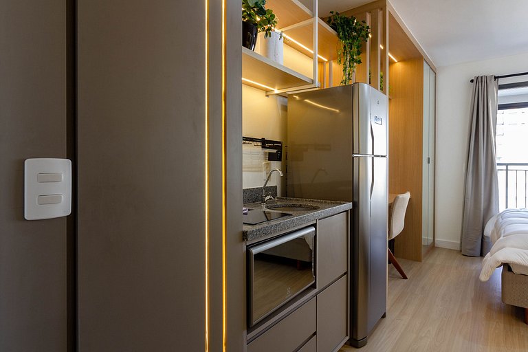 Elegância e conforto: Apt completo c/ cama queen