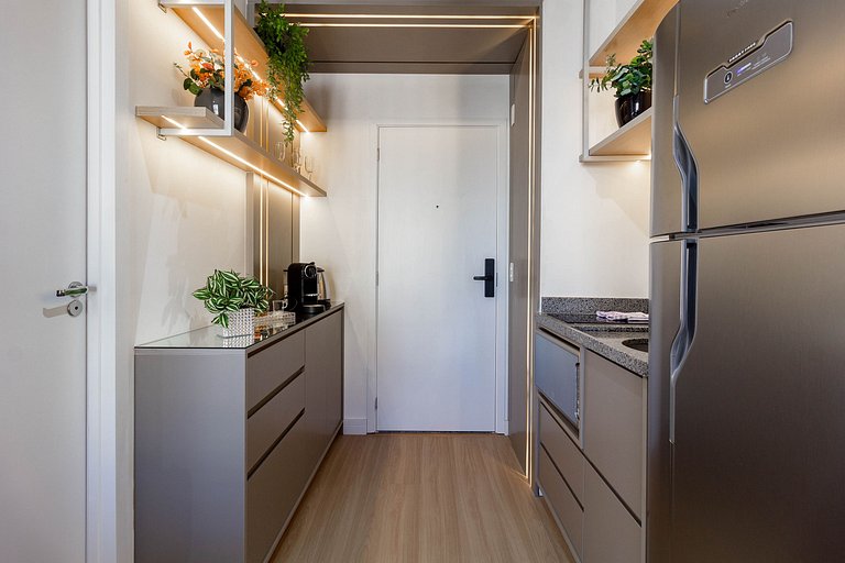 Elegância e conforto: Apt completo c/ cama queen