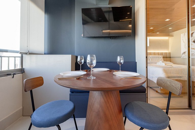 Espaço único: Apt luxuoso c/ cama queen em Moema
