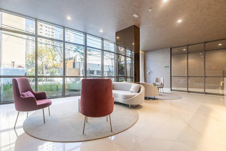 Elegância e conforto: Apt c/ cama queen em Moema