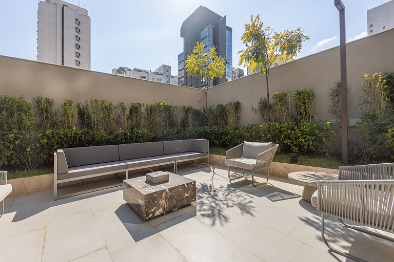 Elegância e conforto: Apt c/ cama queen em Moema