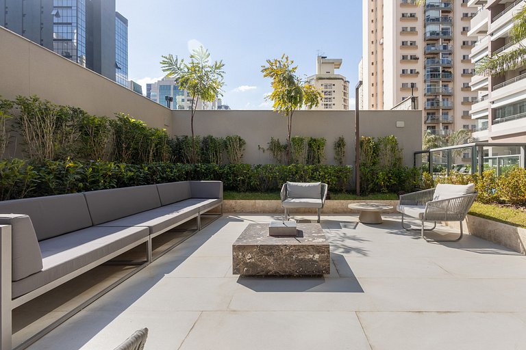 Elegância e conforto: Apt c/ cama queen em Moema