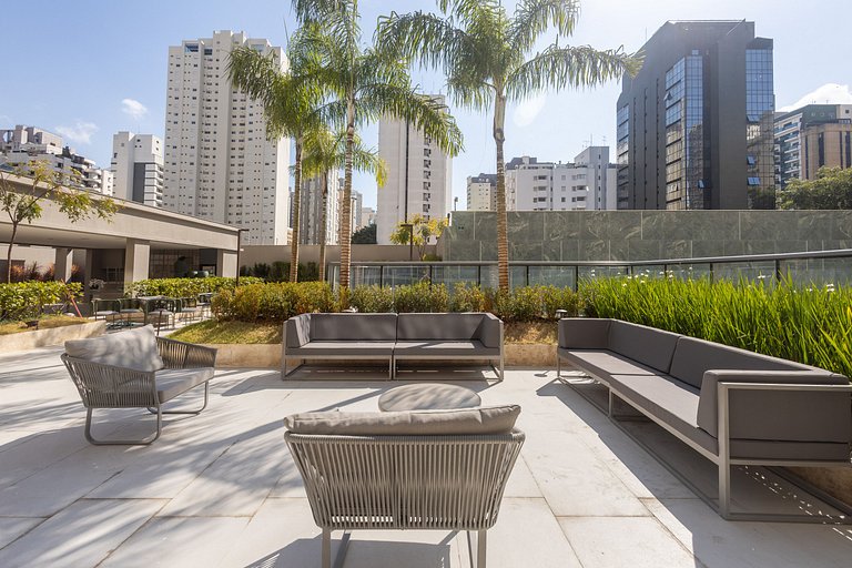 Elegância e conforto: Apt c/ cama queen em Moema