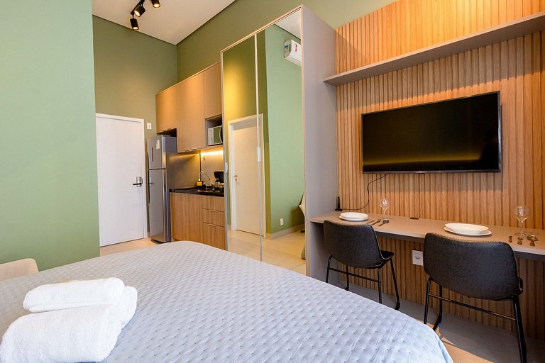 Luxo e conforto em Pinheiros com cama Queen