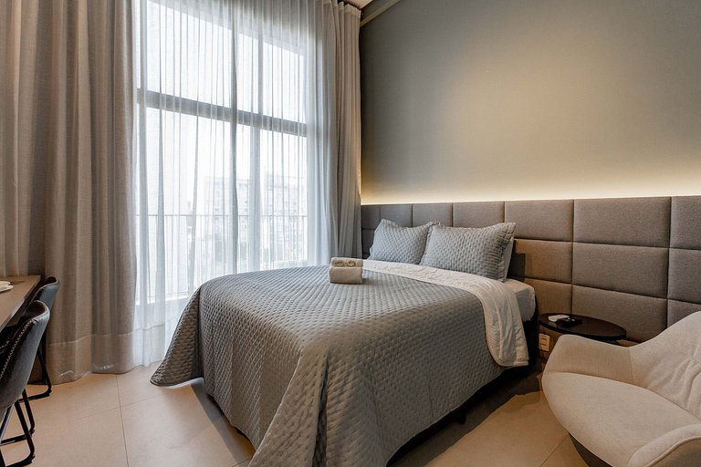 Luxo e conforto em Pinheiros com cama Queen